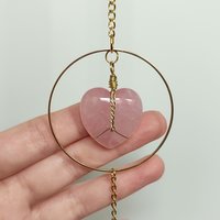 Rose Quartz Heart Suncatcher