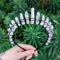 Angel Dust Crown featuring angel aura quartz wire wrapped onto a black headband.