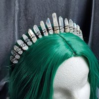 Angel Dust Crown featuring angel aura quartz wire wrapped onto a black headband.