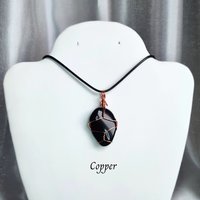 Obsidian wire wrapped pendant in gold, rose gold or copper.