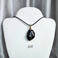 Obsidian wire wrapped pendant in gold, rose gold or copper.