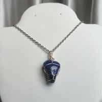 Sodalite Wire Wrapped Pendant in Silver