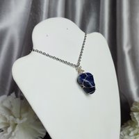 Sodalite Wire Wrapped Pendant in Silver