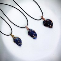 Sodalite wire wrapped pendant in gold, rose gold or copper.
