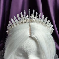 Winter wonderland crown with white quartz, silver branches and teardrop beads.