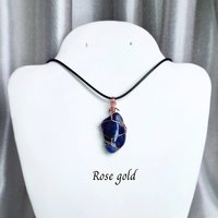 Sodalite wire wrapped pendant in gold, rose gold or copper.