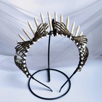 Bones Crown with white howlite and silver skeleton hands.