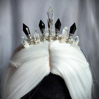 Dark Angel crown with quartz, black glass crystals and clear centrepiece.
