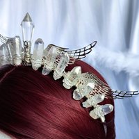 Angelus Crown with aura quartz, glass crystal and silver filigree wings.
