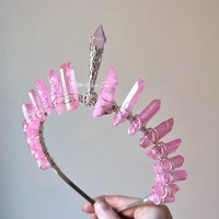 Princess Crown with pink titanium quartz and a pink glass crystal centrepiece.
