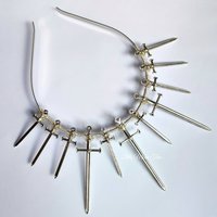 Queen of Swords Crown with silver swords wire wrapped onto a headband.