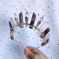 Gracie Crown with amethyst, rose quartz and glass crystals.