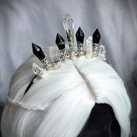 Dark Angel crown with quartz, black glass crystals and clear centrepiece.