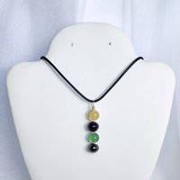 Sobriety gemstone pendant with citrine, amethyst, fluorite, hematite and chain or cord.
