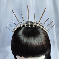 Queen of Swords Crown with silver swords wire wrapped onto a headband.