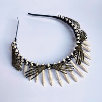 Bones Crown with white howlite and silver skeleton hands.