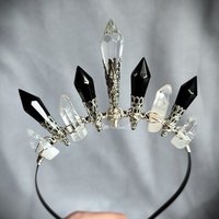 Dark Angel crown with quartz, black glass crystals and clear centrepiece.