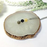 Evil entity protection pendant with citrine, onyx and labradorite.
