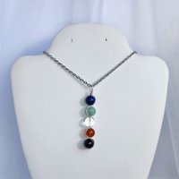 Creativity pendant with lapis lazuli, amazonite, quartz, carnelian and garnet.