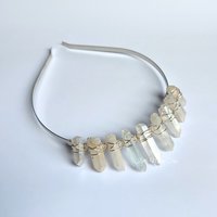 Aurora Crown with angel aura quartz wire wrapped onto a headband.