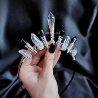 Dark Angel crown with quartz, black glass crystals and clear centrepiece.