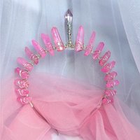 Princess Crown with pink titanium quartz and a pink glass crystal centrepiece.