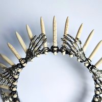 Bones Crown with white howlite and silver skeleton hands.