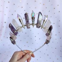 Gracie Crown with amethyst, rose quartz and glass crystals.