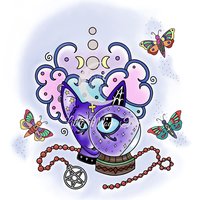 Mystic Cat with Crystal Ball Art Print