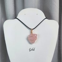 Rose quartz wire wrapped pendant in gold, rose gold or copper.