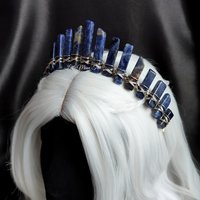 Atlantis crystal crown with sodalite wire wrapped onto a headband.