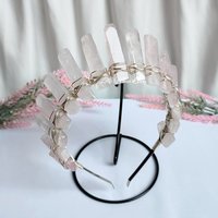 Aphrodite crystal crown with rose quartz wire wrapped onto a silver headband.