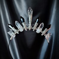Dark Angel crown with quartz, black glass crystals and clear centrepiece.