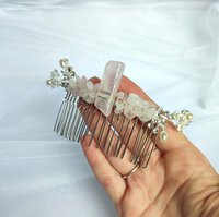 Silver Combs with Branches and Crystal Chips