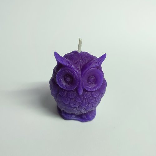 Purple Owl Candle Natural Beeswax