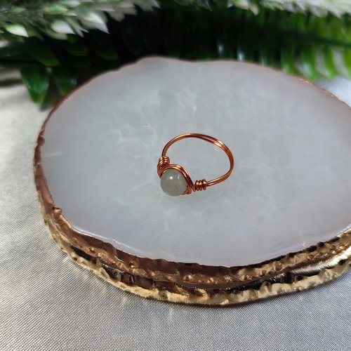 Aventurine Wire Wrapped Ring in Silver or Copper