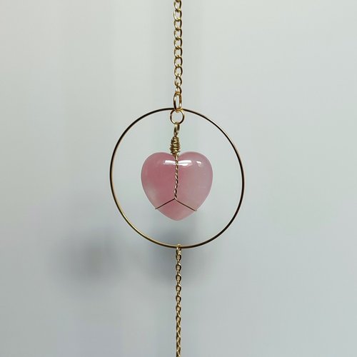Rose Quartz Heart Suncatcher