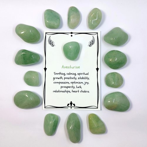 Green aventurine polished tumblestone.