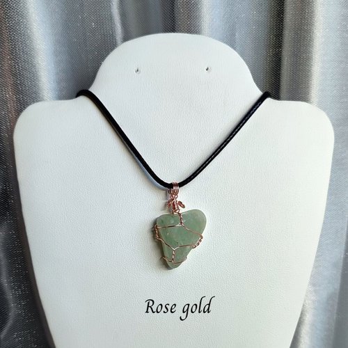 Aventurine Wire Wrapped Pendant in Gold, Rose Gold or Copper
