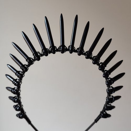 Spike and Drusilla Crowns with black or red howlite wire wrapped onto a headband..