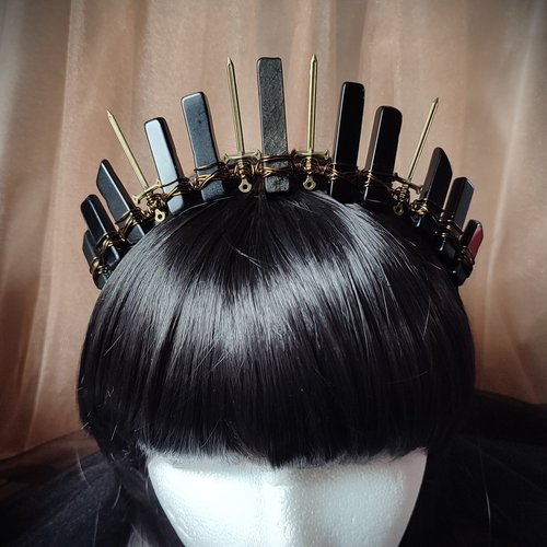 WARRIOR PRINCESS Black Agate Crystal Crown