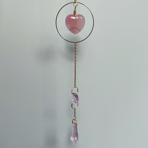 Rose Quartz Heart Suncatcher