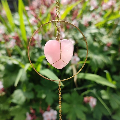 Rose Quartz Heart Suncatcher