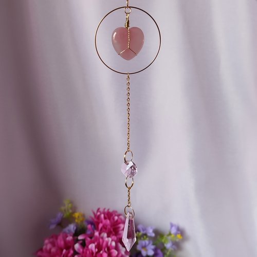 Rose Quartz Heart Suncatcher