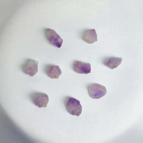 Raw amethyst cluster choker-style necklace with chain.