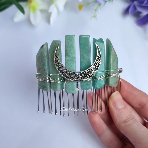 Amazonite comb with moon.