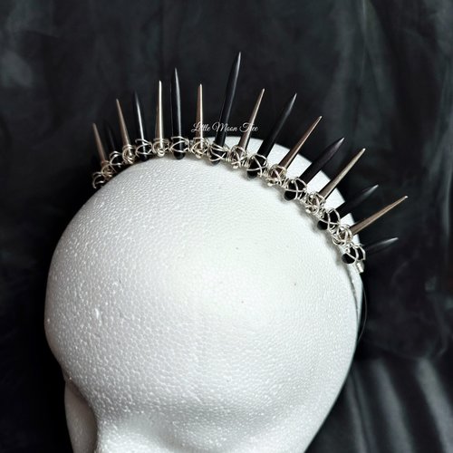 Punk Rock Crown with black howlite and silver spikes.