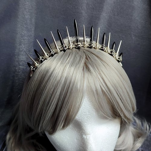 Punk Rock Crown with black howlite and silver spikes.