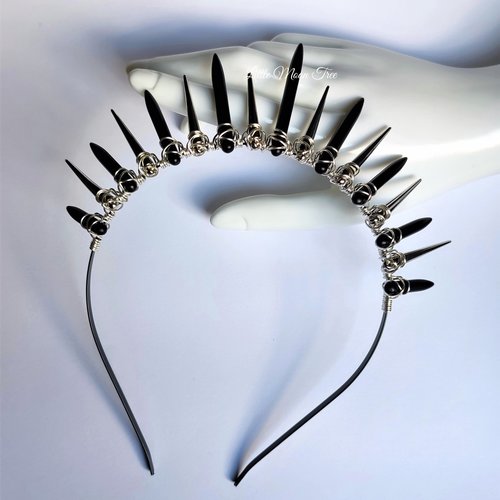 Punk Rock Crown with black howlite and silver spikes.