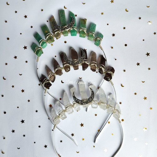 Mini crown collection with a choice of crystals and optional silver moon.